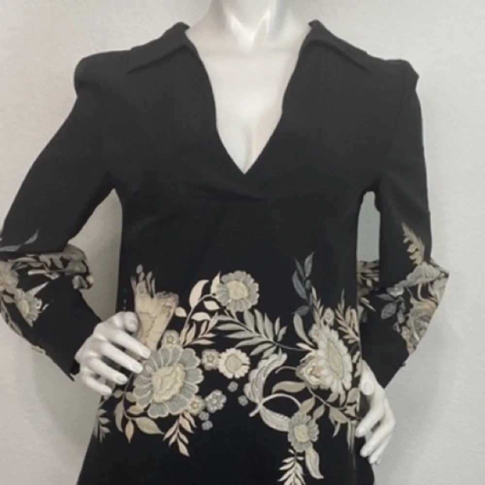 Zara Black Floral Mini Dress - Picture 6 of 9